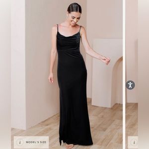 Revelry Skye Velvet Bridesmaid Dress in Black 8